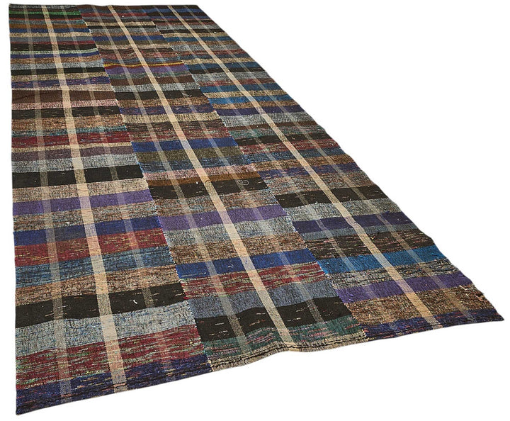 5x10 Handmade Vintage Chaput Kilim Rug - 51820
