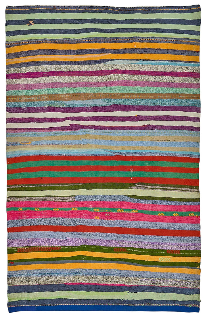 6x9 Handmade Vintage Chaput Kilim Rug - 51821