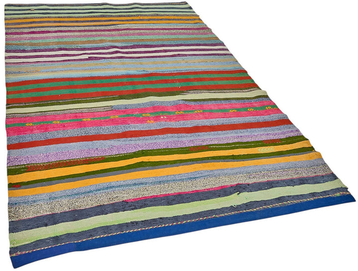 6x9 Handmade Vintage Chaput Kilim Rug - 51821