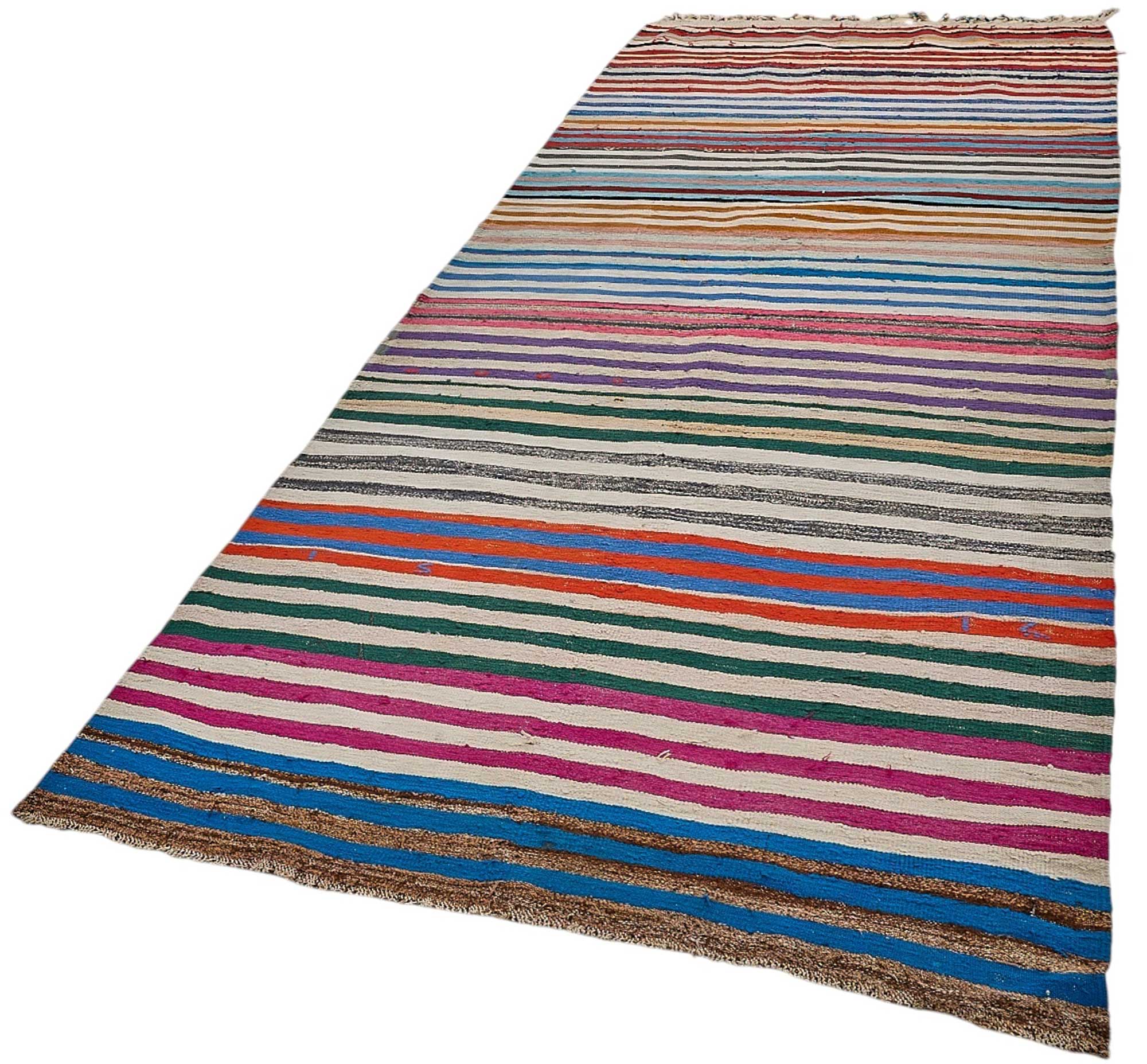 4x12 Handmade Vintage Chaput Kilim Rug - 51823