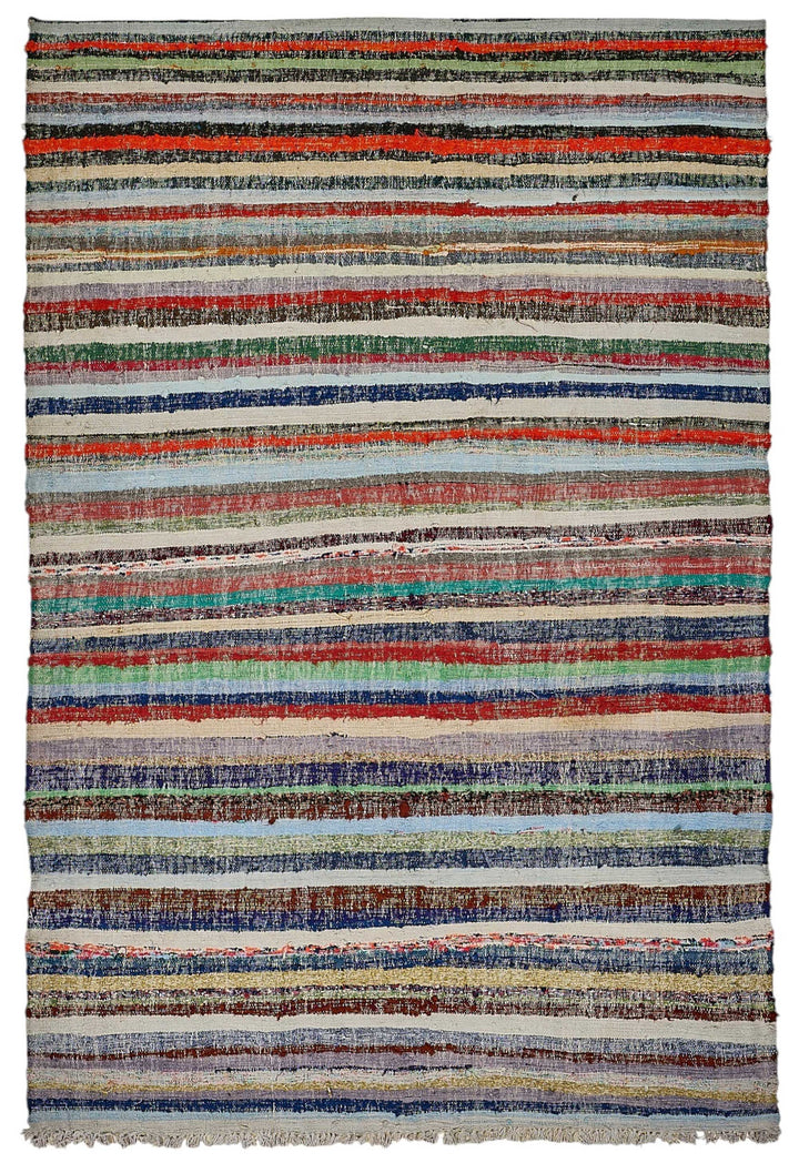 6x9 Handmade Vintage Chaput Kilim Rug - 51830
