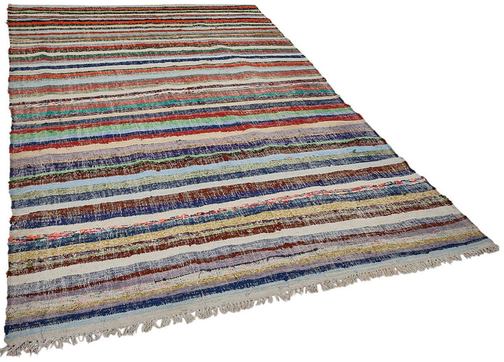 6x9 Handmade Vintage Chaput Kilim Rug - 51830