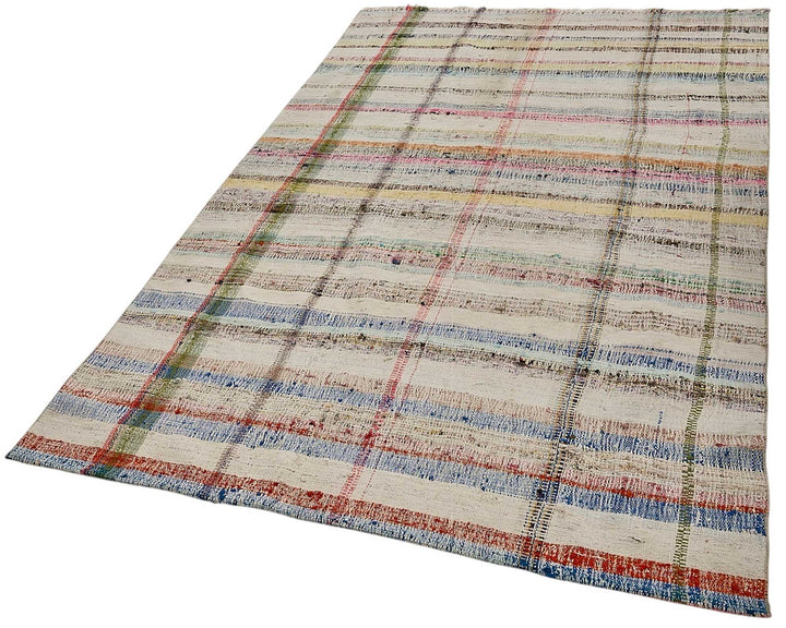 5x8 Handmade Vintage Chaput Kilim Rug - 51834