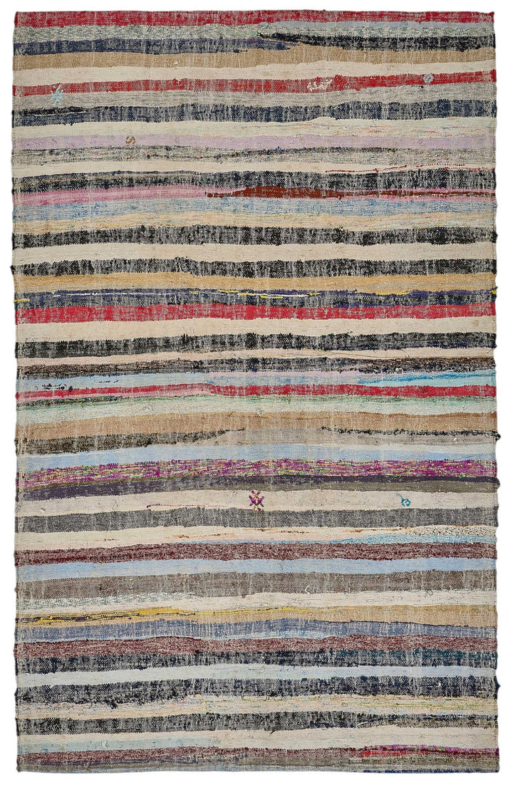 6x9 Handmade Vintage Chaput Kilim Rug - 51835