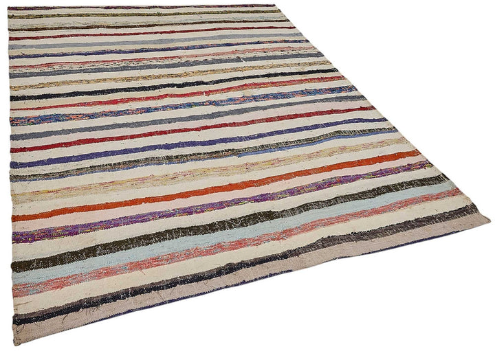 6x8 Handmade Vintage Chaput Kilim Rug - 51846