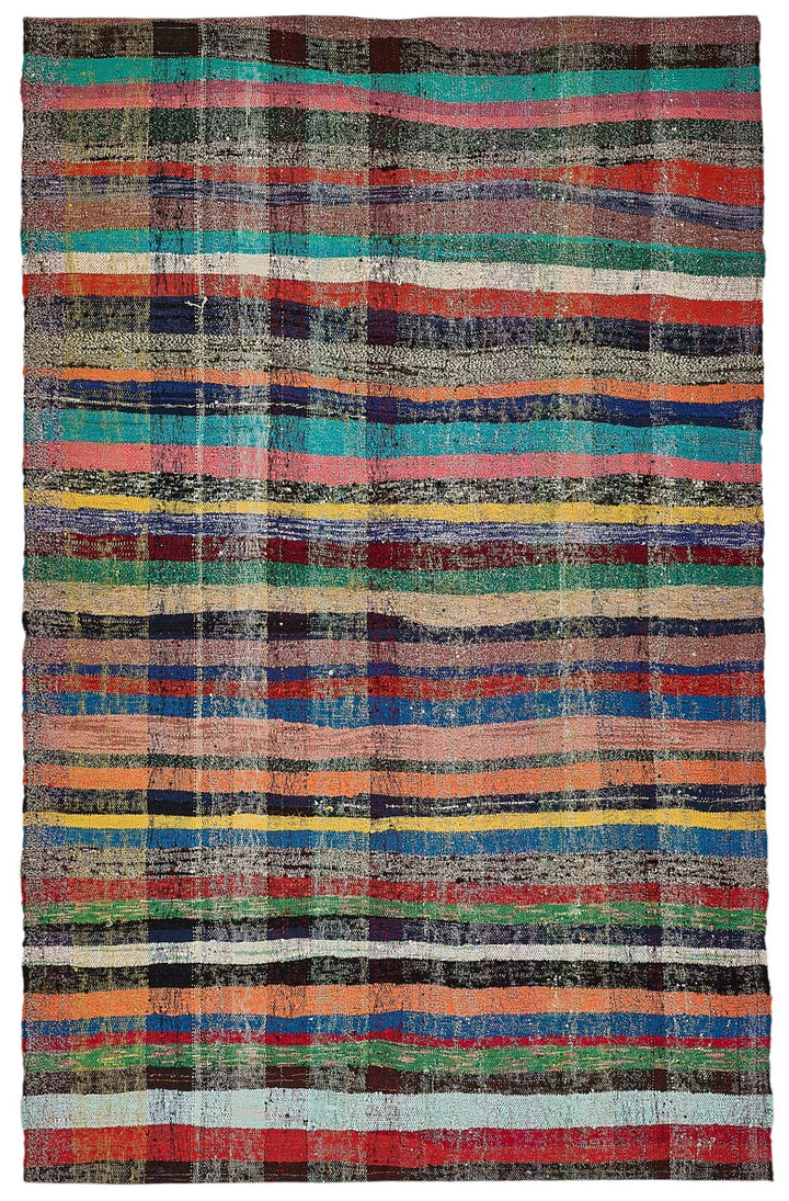 6x9 Handmade Vintage Chaput Kilim Rug - 51850