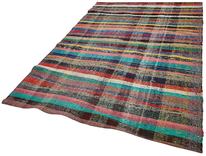 6x9 Handmade Vintage Chaput Kilim Rug - 51850