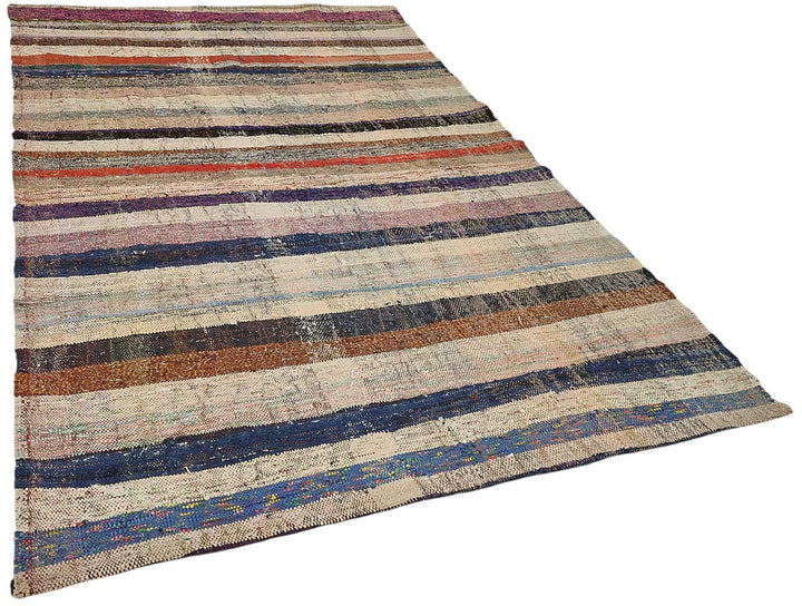 6x9 Handmade Vintage Chaput Kilim Rug - 51852