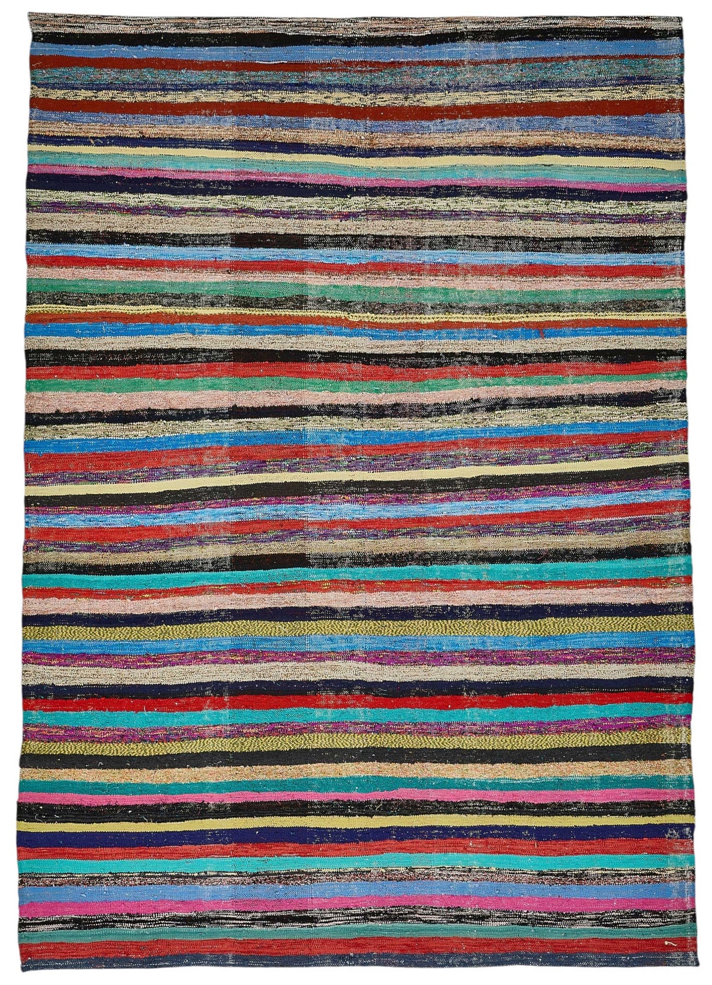 7x10 Handmade Vintage Chaput Kilim Rug - 51855