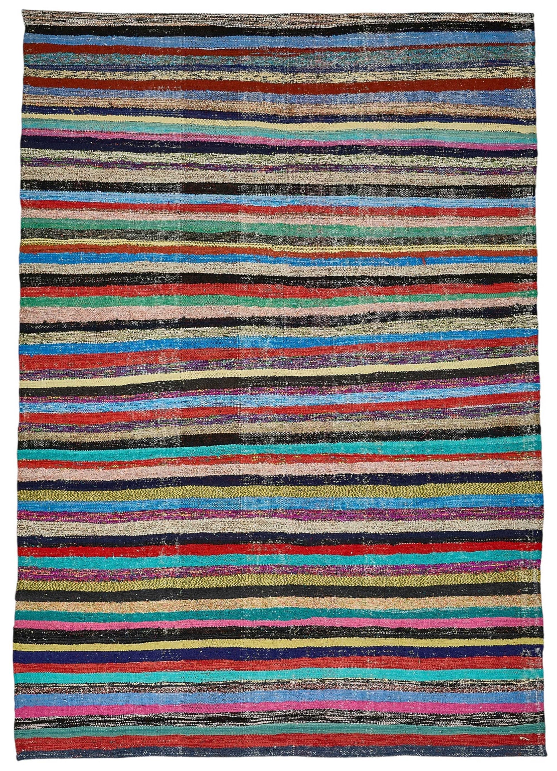 7x10 Handmade Vintage Chaput Kilim Rug - 51855