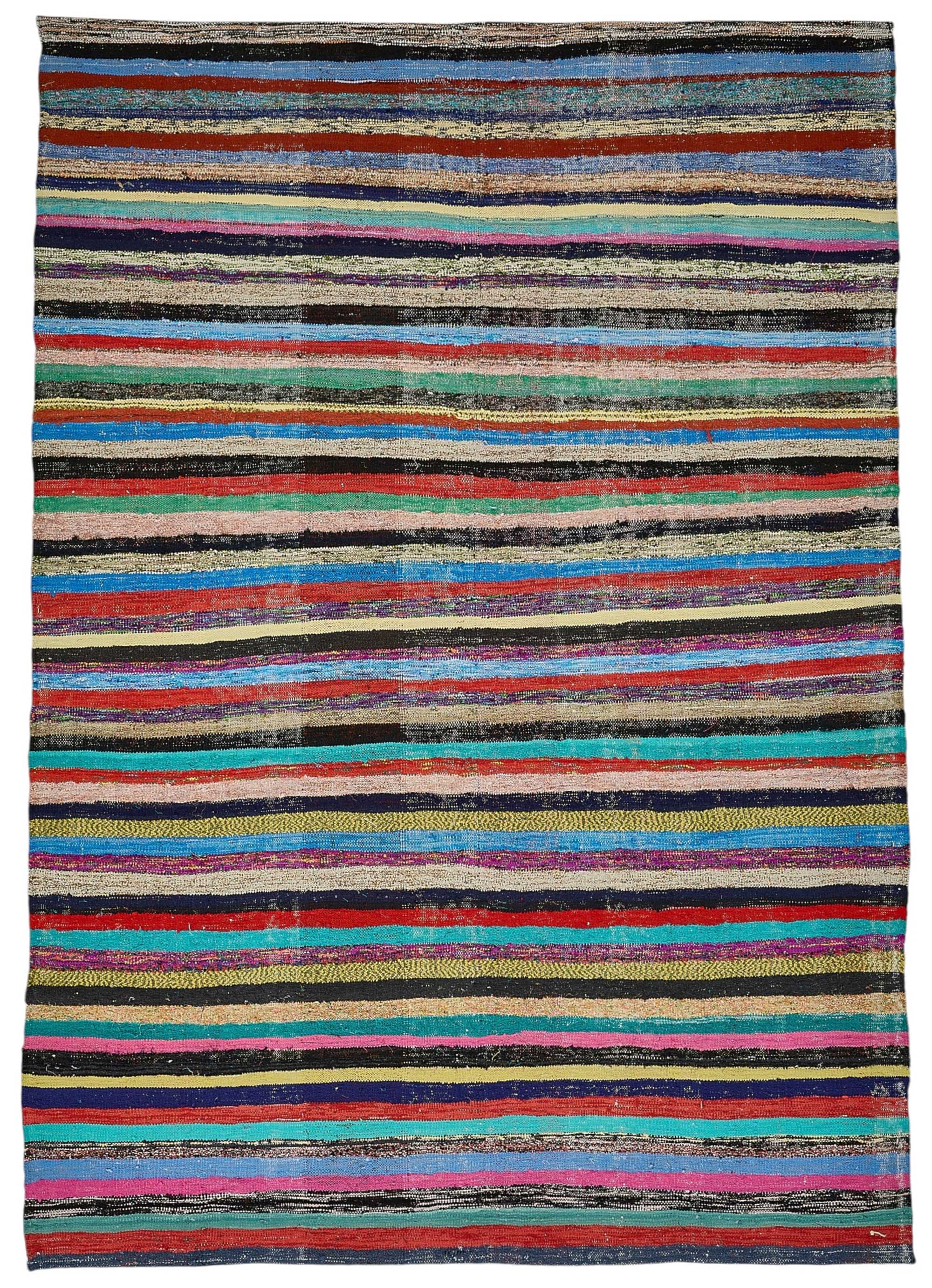 7x10 Handmade Vintage Chaput Kilim Rug - 51855