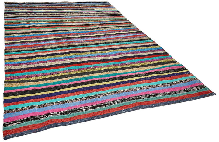 7x10 Handmade Vintage Chaput Kilim Rug - 51855