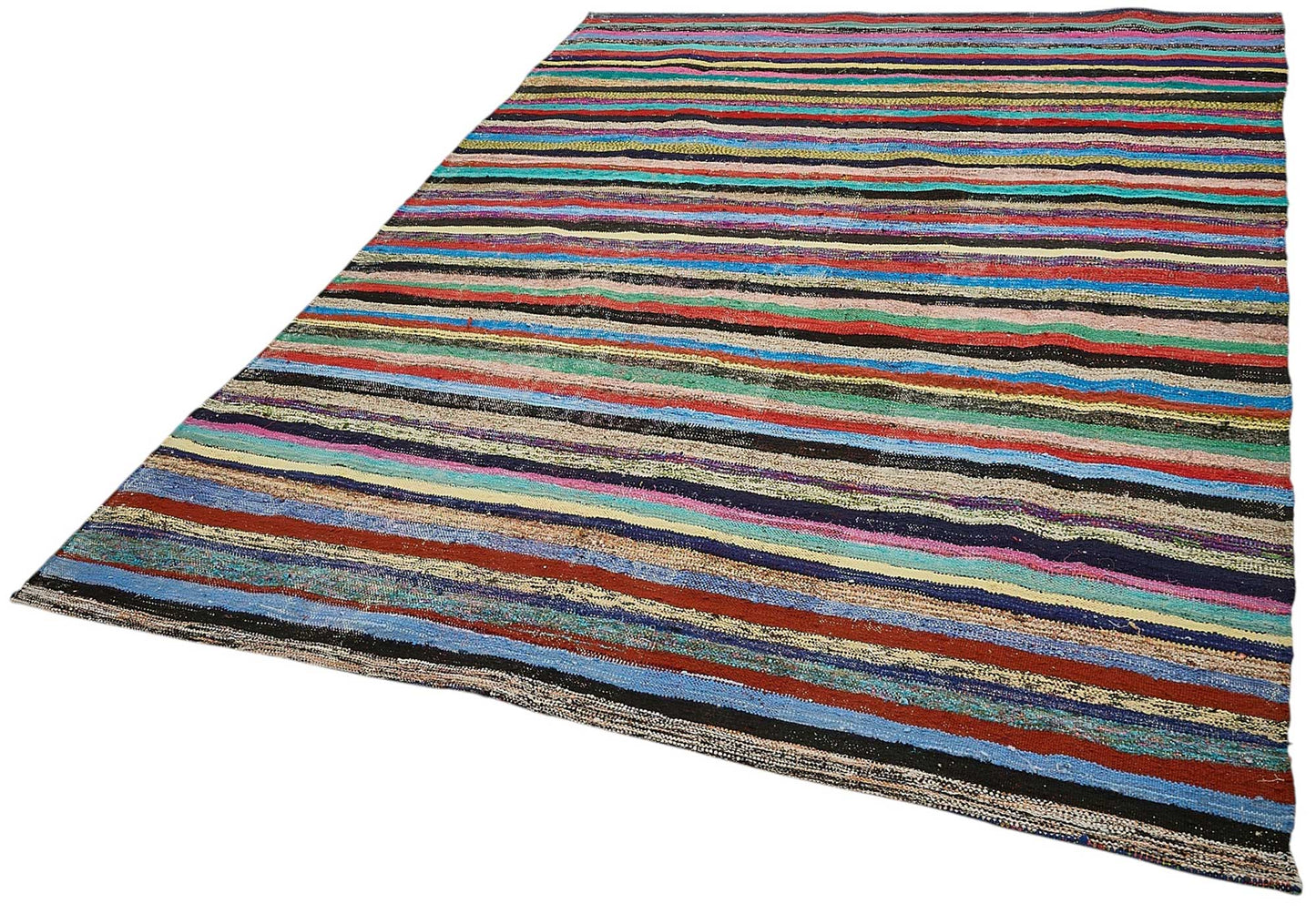7x10 Handmade Vintage Chaput Kilim Rug - 51855
