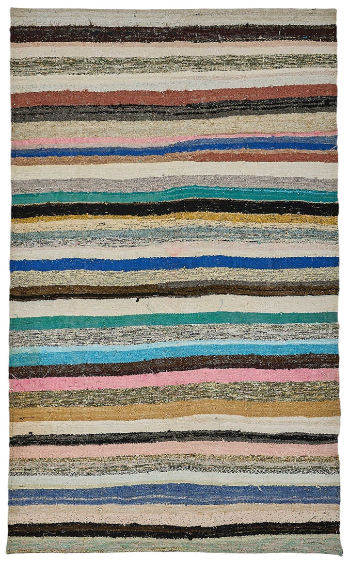 5x8 Handmade Vintage Chaput Kilim Rug - 51857