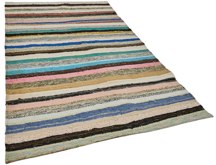 5x8 Handmade Vintage Chaput Kilim Rug - 51857