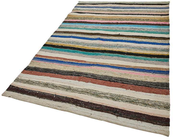 5x8 Handmade Vintage Chaput Kilim Rug - 51857