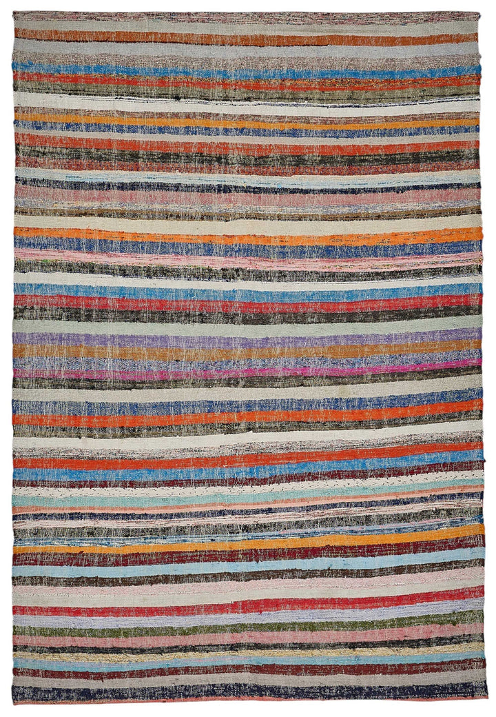 6x9 Handmade Vintage Chaput Kilim Rug - 51858