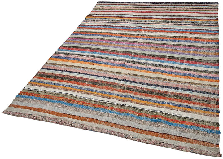 6x9 Handmade Vintage Chaput Kilim Rug - 51858