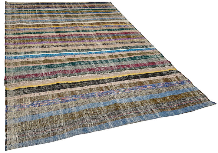 6x9 Handmade Vintage Chaput Kilim Rug - 51859