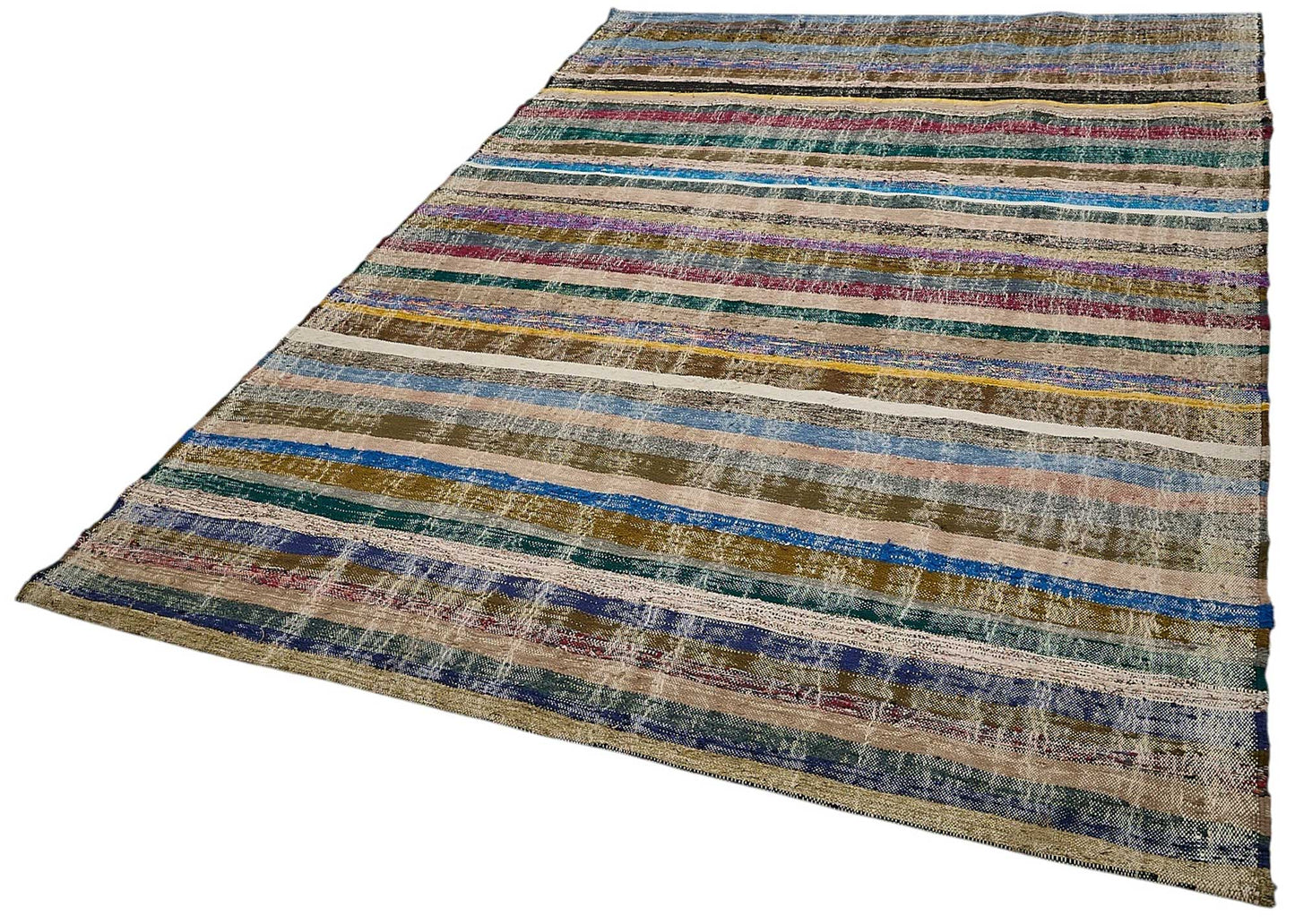 6x9 Handmade Vintage Chaput Kilim Rug - 51859