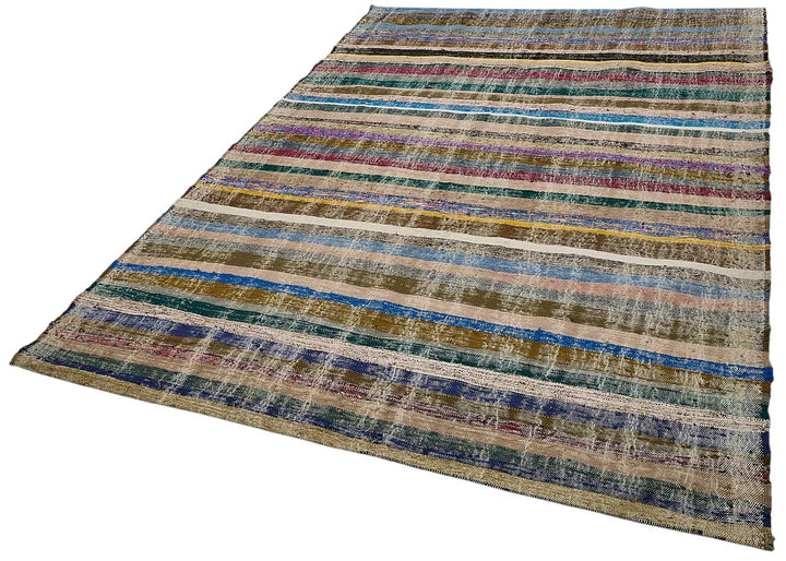 6x9 Handmade Vintage Chaput Kilim Rug - 51859