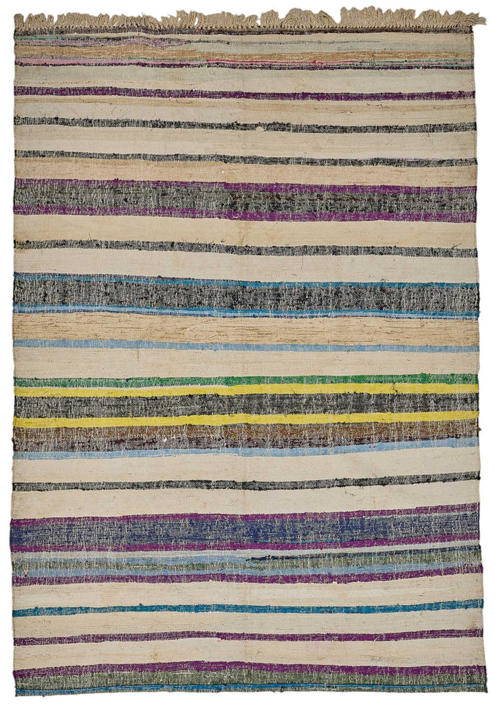 6x9 Handmade Vintage Chaput Kilim Rug - 51860