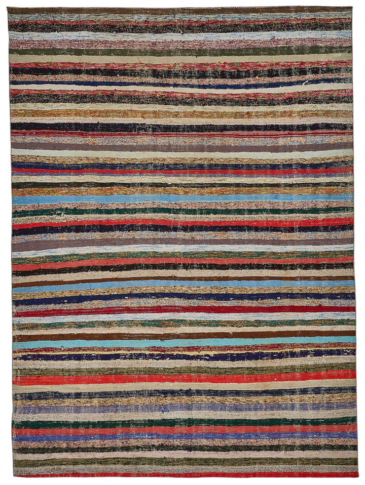 6x8 Handmade Vintage Chaput Kilim Rug - 51867