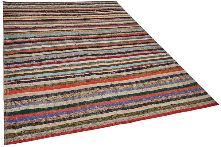 6x8 Handmade Vintage Chaput Kilim Rug - 51867