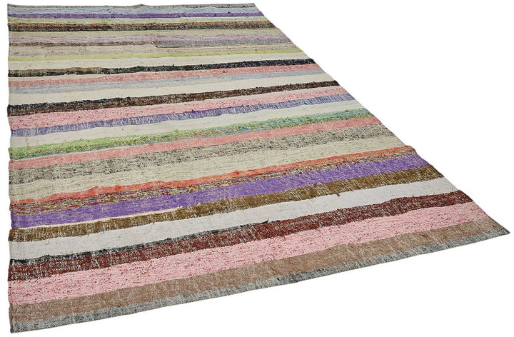 6x9 Handmade Vintage Chaput Kilim Rug - 51868