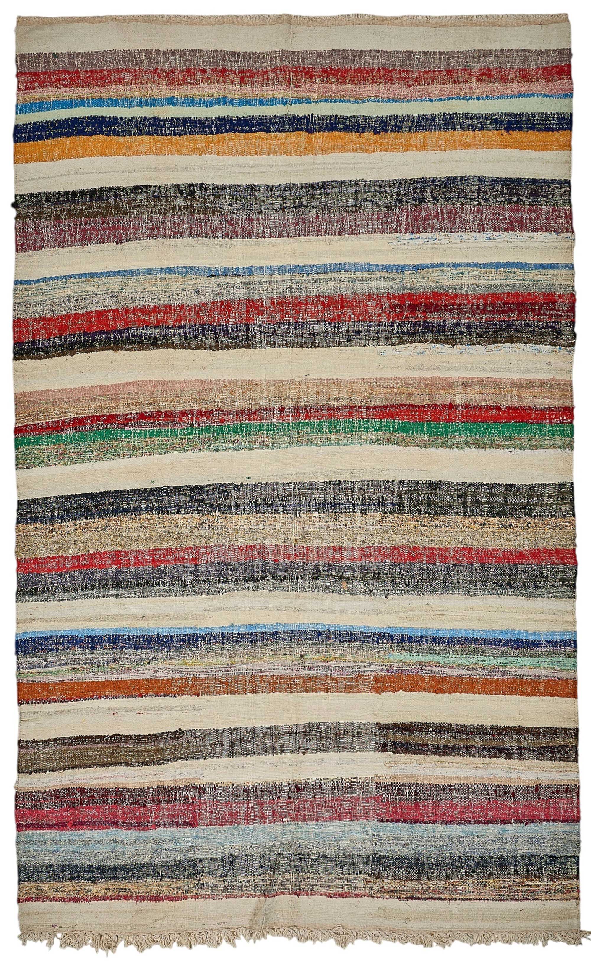 7x11 Handmade Vintage Chaput Kilim Rug - 51873