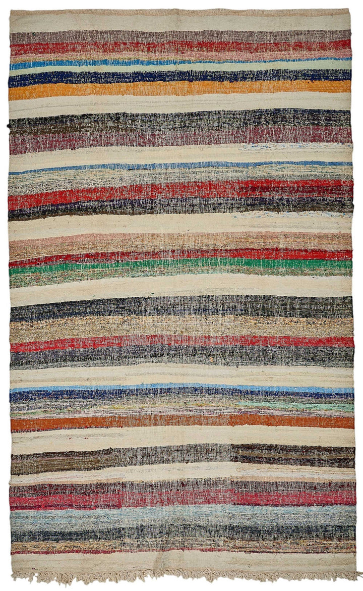 7x11 Handmade Vintage Chaput Kilim Rug - 51873
