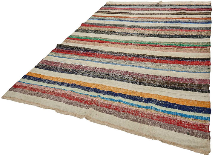 7x11 Handmade Vintage Chaput Kilim Rug - 51873