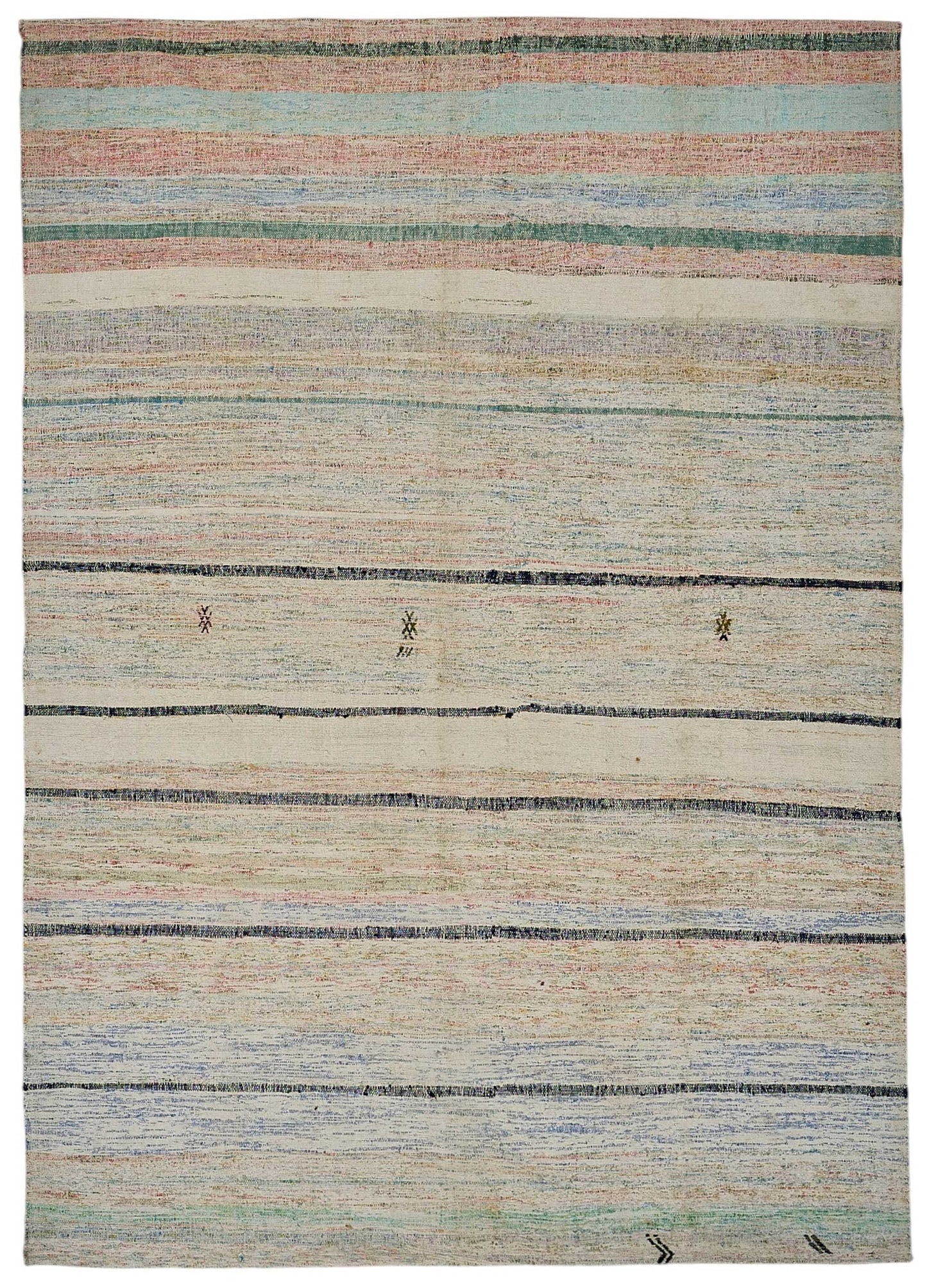 7x9 Handmade Vintage Chaput Kilim Rug - 51876