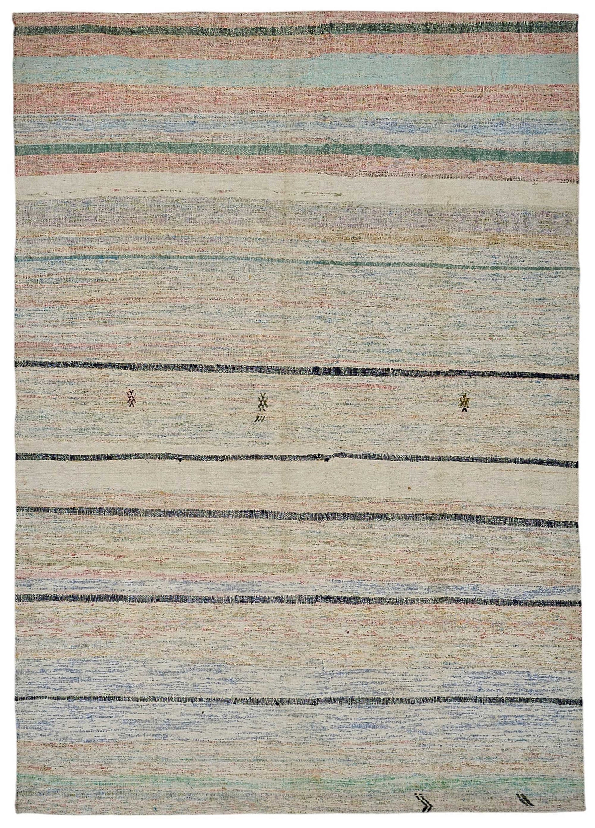 7x9 Handmade Vintage Chaput Kilim Rug - 51876