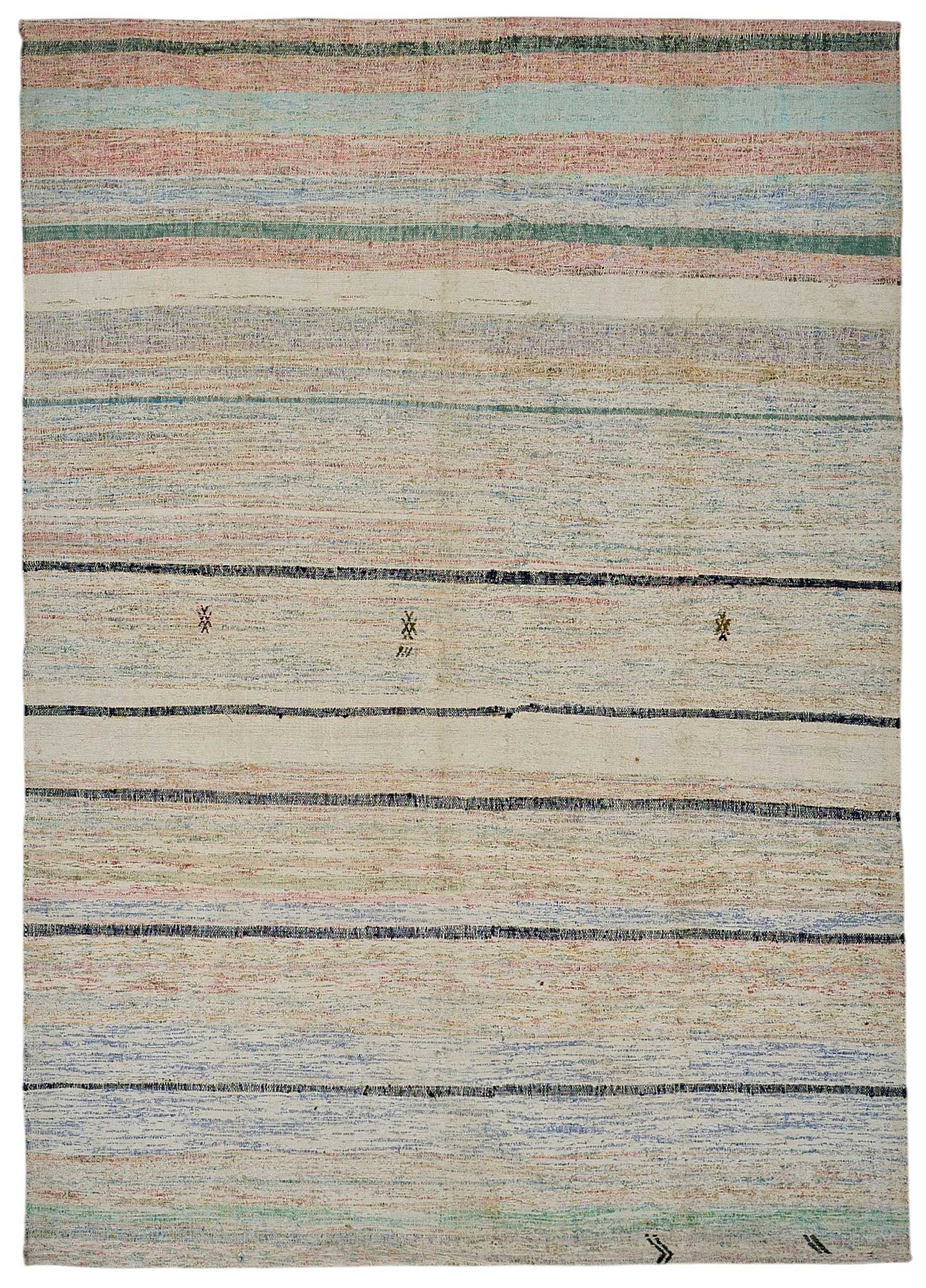 7x9 Handmade Vintage Chaput Kilim Rug - 51876
