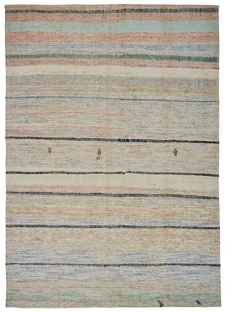 7x9 Handmade Vintage Chaput Kilim Rug - 51876