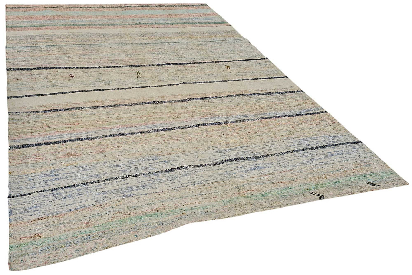 7x9 Handmade Vintage Chaput Kilim Rug - 51876