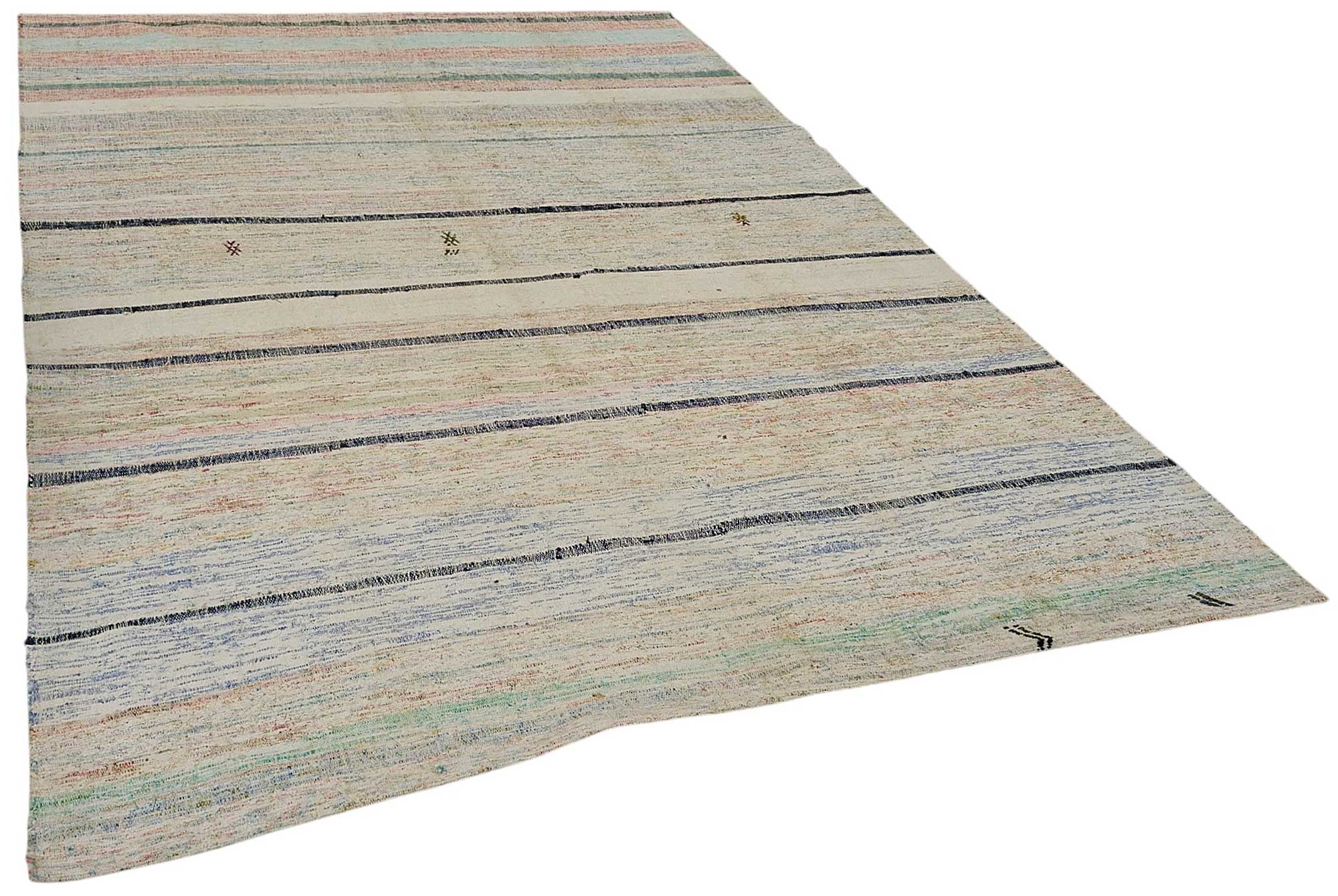 7x9 Handmade Vintage Chaput Kilim Rug - 51876