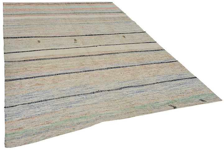 7x9 Handmade Vintage Chaput Kilim Rug - 51876