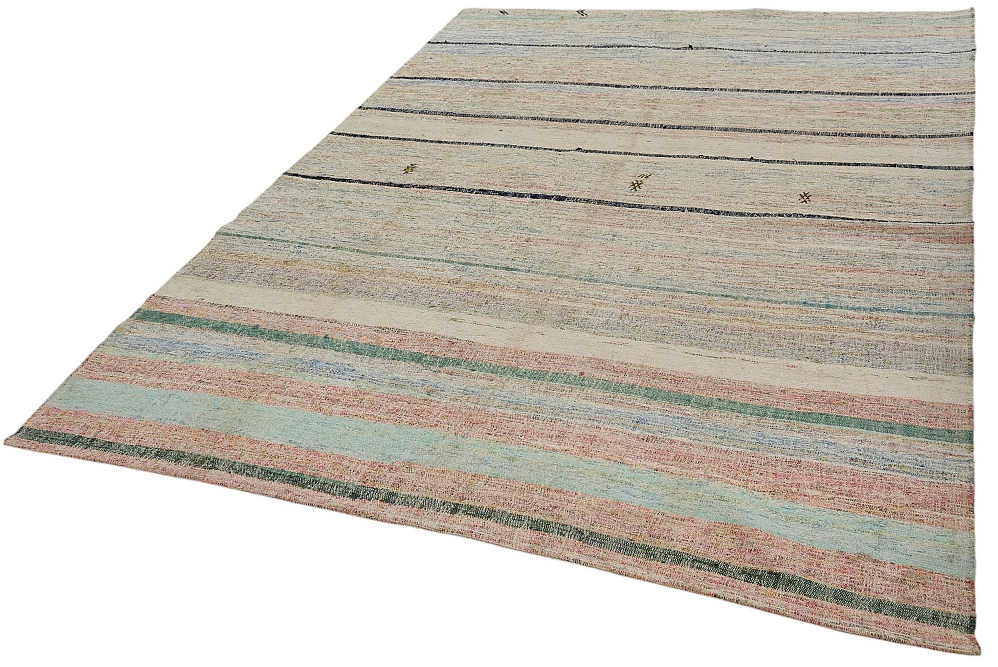 7x9 Handmade Vintage Chaput Kilim Rug - 51876