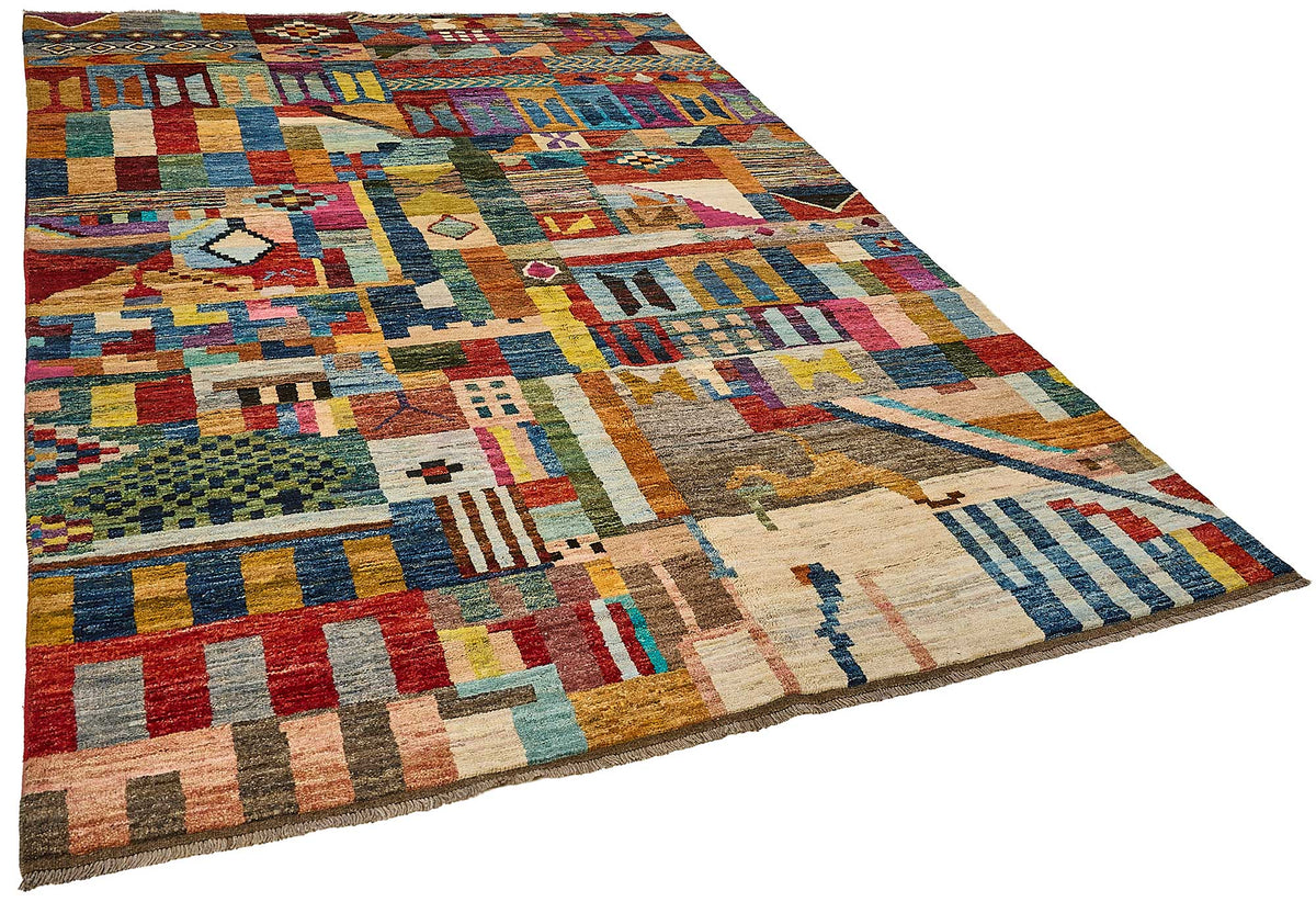 6x10 Multicolor Modern Tribal Rug - 51932