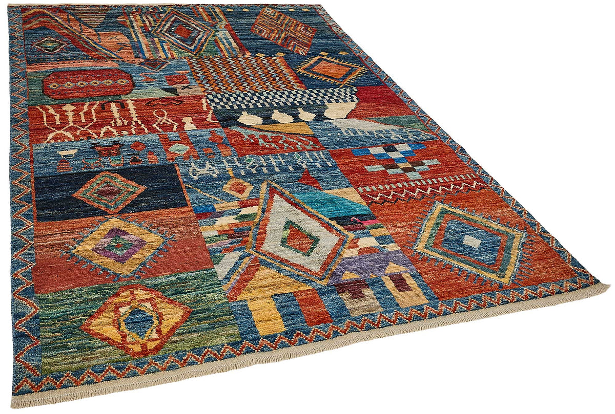 6x8 Multicolor Modern Tribal Rug - 51936