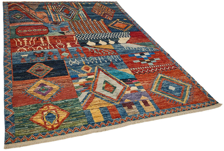 6x8 Multicolor Modern Tribal Rug - 51936