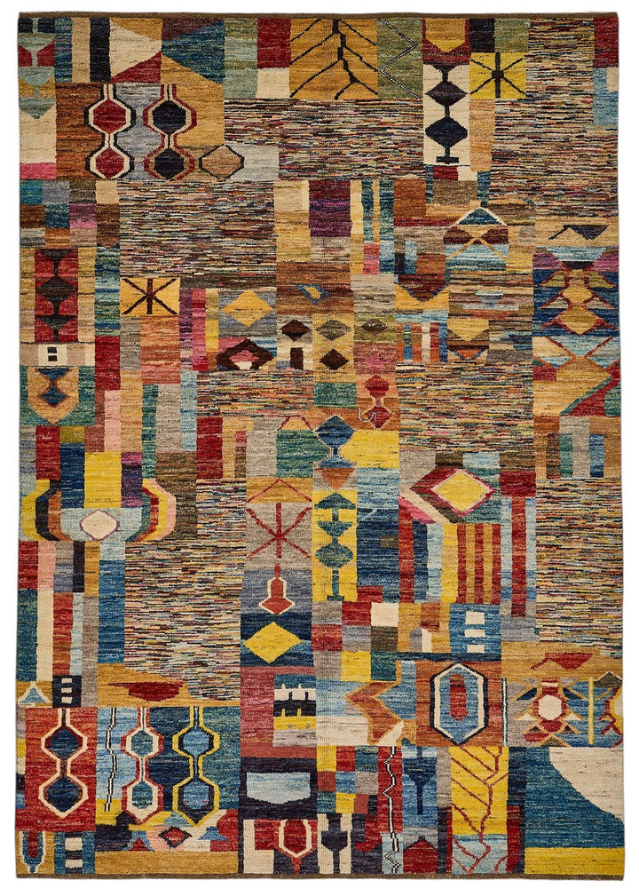 7x10 Multicolor Modern Tribal Rug - 51943