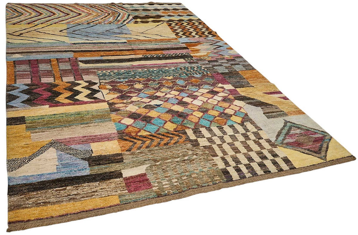 7x9 Multicolor Modern Tribal Rug - 51946
