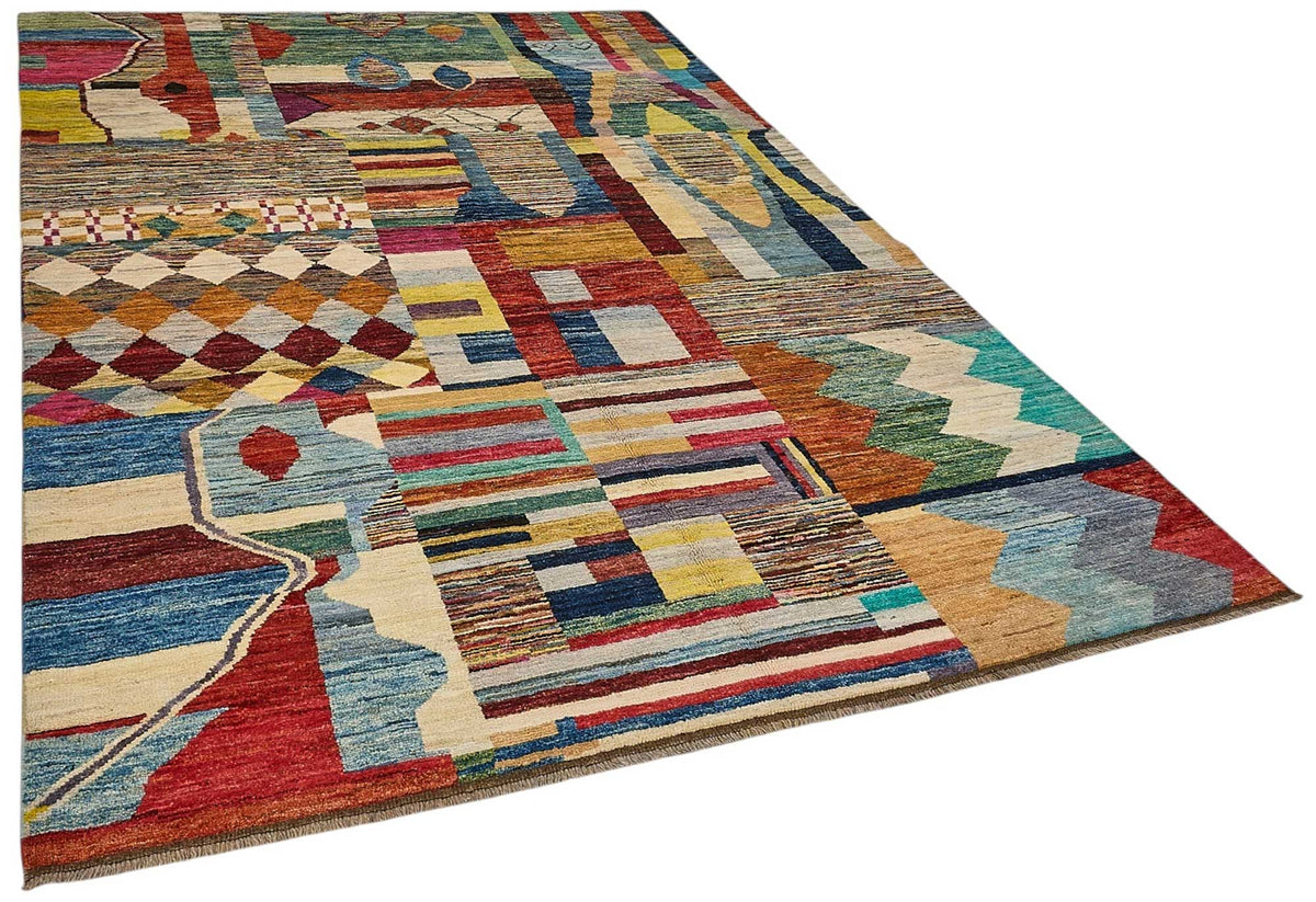 6x10 Multicolor Modern Tribal Rug - 51948