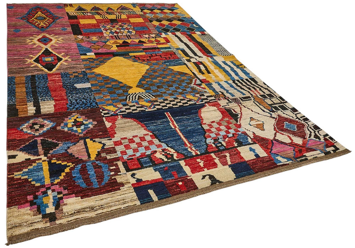 7x9 Multicolor Modern Tribal Rug - 51949