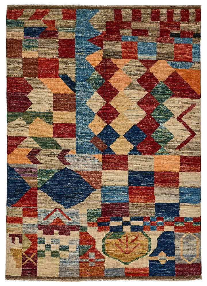 4x6 Multicolor Modern Tribal Rug - 51953