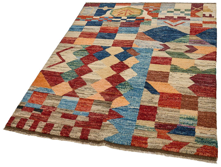 4x6 Multicolor Modern Tribal Rug - 51953