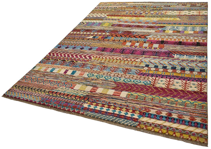 6x10 Multicolor Modern Tribal Rug - 51961